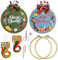 Huimai Stickset Ｗeihnachten 2 Stück Anfänger Stickerei Set Erwachsene mit 2 Stück Bambus Stickrahmen, Anleitung und Werkzeuge, Embroidery Kit für DIY Bastelset(Weihnachts-Girlande / 2 Stück)