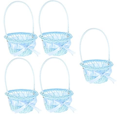 MERRYHAPY 5st Korb Aus Rattan Körbe Aus Rattan Autokorb Kleine Geschenkkörbe Picknickkorb Aus Weide Blumenkorb Mini-dekor Blumenmädchenkörbe Für Hochzeiten Miniatur-mülleimer Plastik