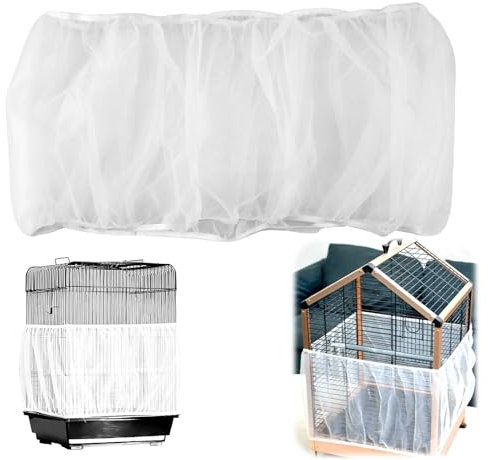 Cubierta para Jaula de Pájaros,Funda para Jaula de Pájaros, Jaula Protectora,Jaulas para Pajaros,Colector de Plumas, Rejilla Ventilada y Limpia, Cordón Ajustable, Tamaño Grande 140-220 cm