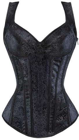 riou Bustier Corsé Top para Mujer Corset Mujer para Vestir Gótico Corpiño De Encaje Lencería Steampunk Brocado Encaje Corset Ballet Clasico Brocado para Party Navidad Halloween Carnival