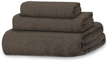 MERCURY TEXTIL- Juego de 3 Toallas 100% Algodón de 450gsm Suaves y Resistentes, 1 Toalla de Baño, 1 Toalla de Mano y 1 Toalla de bidé (Marrón Oscuro)