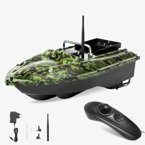 TkkMivcOC 500m Barco Cebador con GPS, Cebo de Pesca Barco Carpa Anzuelo Poste con Luz LED, 3 Horas de Trabajo, Control de Crucero Teledirigido, para Pesca en ríos, Lagos o Aguas Poco