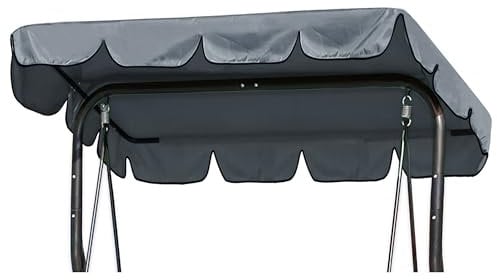 SHEPIN Hollywoodschaukel Dachbezug 210 x 145 cm, 420D Oxford-Tuch Hollywoodschaukel Ersatzdach 3 Sitzer, Wasserdicht Universal Dach für Hollywoodschaukel, UV-Schutz Sonnendach (Grau)