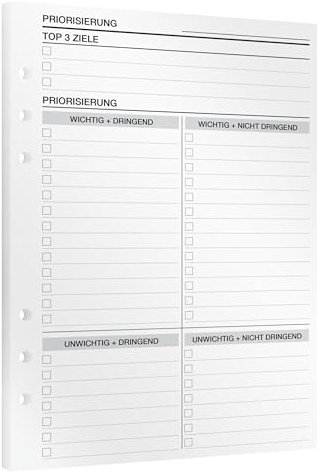 KOMPASS® Priorisierung | DIN-A5-Einlagen für Ringbuchplaner | 15 Einlagen mit Eisenhower-Matrix zur Aufgabenpriorisierung | Mehr Fokus & Produktivität | Planer Nachfüll-Einlagen (14,5 cm x 21 cm)