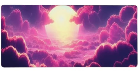 Tapis de Souris XXL Gaming 1200 x 500 x 3 mm Lune Nuages Violets Grand Mouse Pad Avec Base en Caoutchouc Antidérapant, Imperméable et Antitache Surface en Tissu Améliorer la Précision et Vitesse F9274