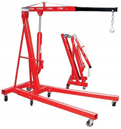 Grue de levage de chèvres pliable sur roues, capacité 2 tonnes, bras réglable en 4 positions, dimensions ouvertes 158 x 106 x 156 cm, idéale pour les ateliers et les garages