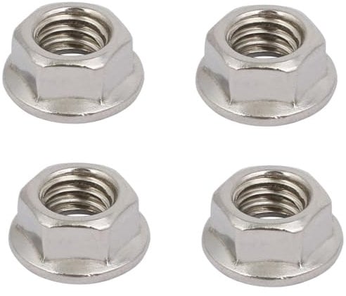 TOP-VIGOR 4Pcs 3/8-16 Fine Thread Flange Nuts, 304 Stainless Steel Hex Lock Nuts, Threaded External Hex Flange Nut for Automotive, Machinery, DIY Projects