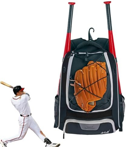 Bat Bags Baseball - Softball-Ausrüstungsrucksack mit belüftetem Schuhfach | Baseballschläger-Rucksack für Jugendliche, Männer | gepolsterte Schultergurte, Zaunhaken, Helmhandschuhaufbewahrung