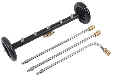 Pressure Washer Undercarriage Cleaner Power Wash Water Broom 4000psi 2 in 1 with 3 Extension Wands Under Car Water Broom Cleaner for Balcony Courtyard (5 Holes)