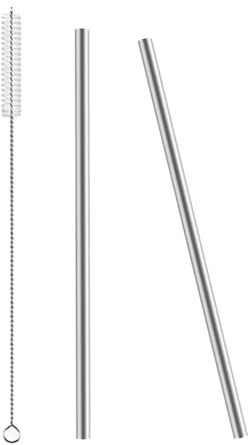 2 Stück gerade wiederverwendbare Trinkhalme aus reinem Titan mit Reinigungsbürste | Geeignet für Cocktailgläser, Gläser und Kaffeetassen, BPA-frei und umweltfreundlich, spülmaschinenfest