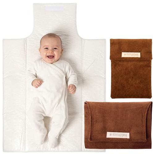 MIMUSELINA | Set mit tragbarer Wickelunterlage Unterwegs und Wickeltasche | Wasserdicht, Faltbar und aus 100% OEKO-TEX Baumwolle | Baby-Zubehör für unterwegs oder auf Reisen