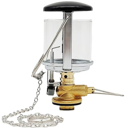 Lanterne de Camping compacte à gaz en métal, avec verre résistant à la chaleur, lampe bougie Portable pour la randonnée, sans bouteille de gaz, 1 pièce