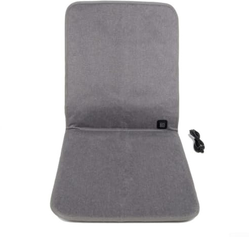 Jonikuper 43 x 43 cm 12 V USB beheiztes Sitzkissen für Auto mit unabhängiger Rücken- und Hüftzone, drei Heizstufen, automatische Abschaltung, Sicherheitsfunktion, rutschfeste Unterseite