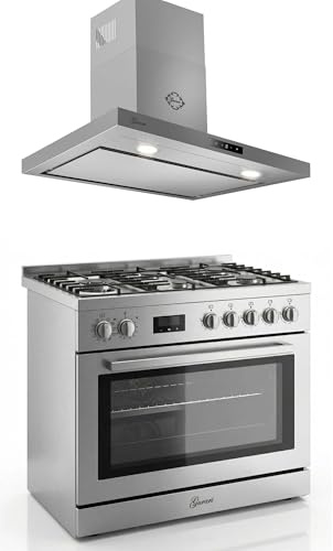 Gurari GCH E 818 X Edelstahl Gas Elektro Standherd 90 cm 126 L Erdgas Fl.Gas 4 Kw WOK,Selbstreinigung + Dunstabzugshaube 90 cm CH 5001, 1000m³/h