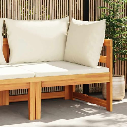 Hompiper Ecksofa mit Cremeweißen Kissen Massivholz Akazie Model316315