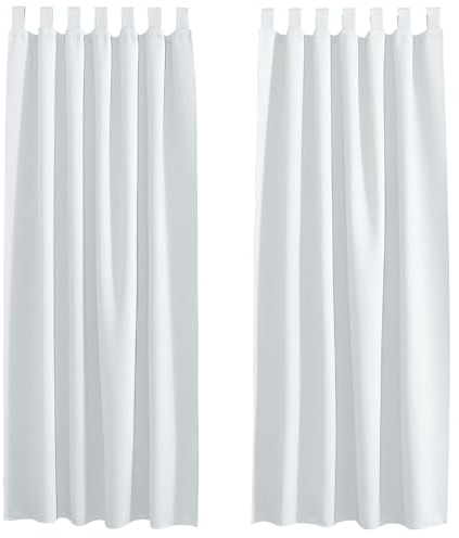 PONY DANCE Schlaufenschal 2er Set H 175 x B 140 cm Thermovorhang Hitzeschutz Blickdichte Gardinen mit Schlaufen Verdunklungsvorhänge Wohnzimmer Modern, Grau-weiß