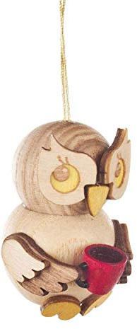 Rudolphs-Schatzkiste Baumbehang Eulenkind mit Tasse H: 4cm NEU Erzgebirge Christbaumbehang Baumschmuck Weihnachtsbaum