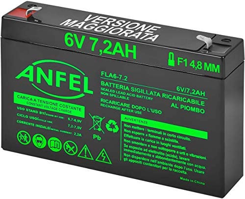 Batteria Lead Acid AGM 6V 7Ah 7,2ah al Piombo Ricaricabile Pila Batteria Ermetica Batterie di Ricambio per Lampade D'Emergenza Centrali Allarme Antifurto Sicurezza