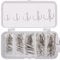 ANCLLO 50pcs Fishing Treble Hooks Kit - High Carbon Steel Hooks Strong Sharp Round Bend Treble Fishing Hooks for Hard Bait Lures Saltwater Freshwater Fishing Silver