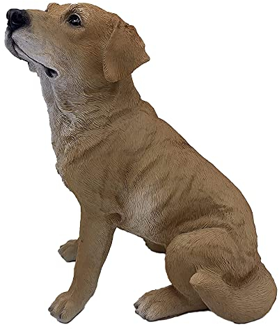 G&H Decor 23 cm gelbe Labrador-Retriever-Statue aus Kunstharz – handbemalte Hunde-Terrassen-Figur – aufwendige Details, geeignet für den Innen- und Außenbereich – wetterbeständiges, goldenes