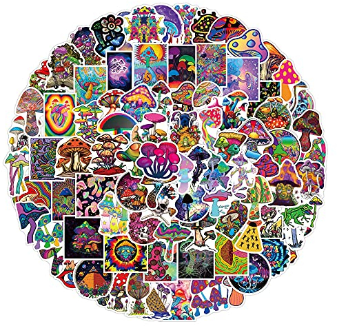 Pilze Aufkleber für Laptop(100 Stück),Geschenk für Kinder Teenager Erwachsene Jungen,wasserdichte Mushroom Aufkleber für Skateboard,Vinyl Stickers für Auto Motorräder Fahrrad