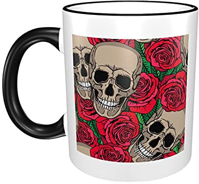 AOOEDM Tazza da caffè con teschio goth floreale rosa Tazza da caffè da 11 once Tazze da tè regalo Ottimo regalo per gli amanti del teschio goth floreale rosa