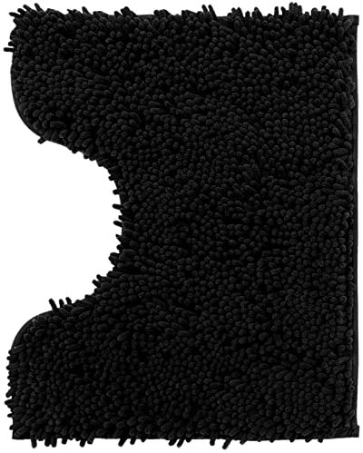 Poligono Tapis de Bain en Microfibre, Tapis Salle de Bain, Tapis de WC Formulaire U 40 x 50 cm, Doux, Antidérapant,Noir