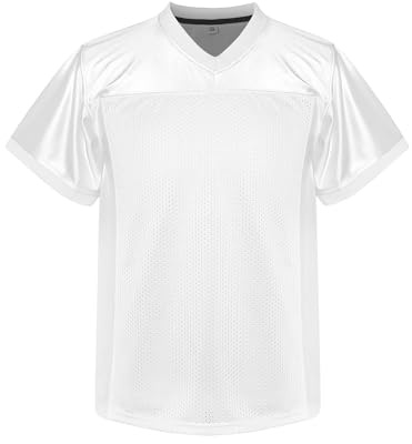 Youth Football Jersey American Football Jersey Sports T-Shirt Blank Kids Football Practice Jersey (White, XL)