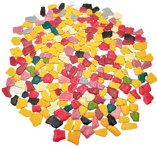 BTMIEY Carreaux de mosaïque en céramique aléatoires, 500 g pour loisirs créatifs, assiettes, pots de fleurs, vases, tasses, fournitures de fabrication de mosaïque (irréguliers)