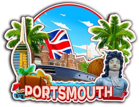 Portsmouth England UK Magnet Fridge Magnet Wooden 3D Landmarks Travel Collectible Souvenirs Decoration Handmade -4347