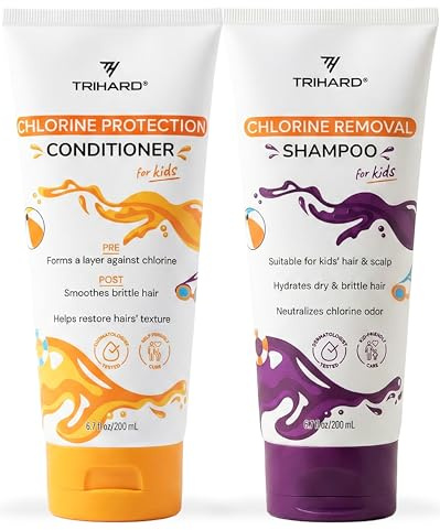 TRIHARD Kids Swim Shampoo & Conditioner Kit – Chlorine-Free Hair Care | Removes Chlorine & Saltwater, Hydrates Dry Hair, Safe for All Hair Types
