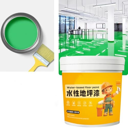 Pintura epoxi impermeable a base de agua, 300 g de pintura de suelo de hormigón con pincel, pintura antideslizante de secado rápido para suelo de concreto para el hogar, garaje, verde