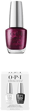OPI Infinite Shine Long-wear Nail Polish, Gel-Like Nail Varnish with no UV lamp needed, 3-Step System for up to 11 days of vibrant colour, Base Coat & Nail Polish & Top Coat, Vamp Champ, 3x 15ml
