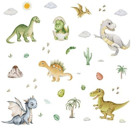 Boho Dinosaurier Wandaufkleber Baby Dino Palmen Baum Wandsticker kinderzimmer Jungen Schlafzimmer Babyzimmer Wanddeko