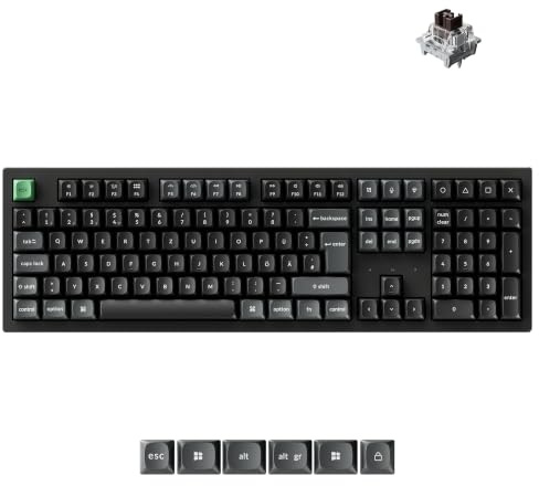 Keychron K10 Ultra 8K kabellose Gaming-Tastatur, ISO-DE-Layout, 8000 Hz Abtastrate, 2,4 GHz/BT 5.2/USB-C, OSA PBT-Tastenkappen, Brauner Schalter, ZMK Custom Keyboard Vollgröße für Mac, Windows, Linux