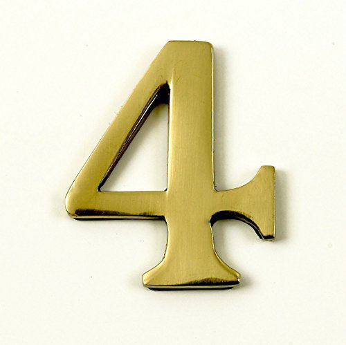 Black Country Metal Works 1.5-2 Inch Self Adhesive Numbers & Letters Polished Brass (Solid Brass) (4)