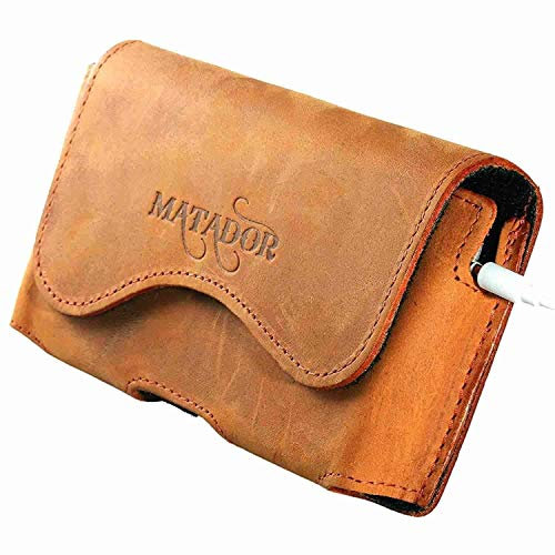 MATADOR Lederhülle Ledertasche Ledercase Handytasche Gürteltasche kompatibel mit iPhone 5 5S 5C SE Rost Hellbraun