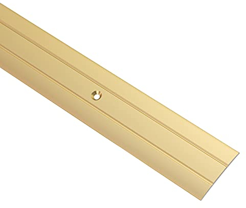 Gedotec Seuil de Porte Barre | Longueur 200 cm, Largeur 37 mm | 1 Pièce Profil Transition Sol | Aluminium Laiton | Plinthe de sol à visser | Profilé de compensation perforé - Seuil de porte