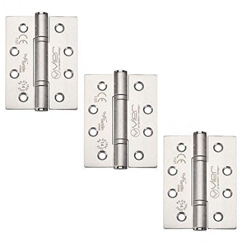 3 x Vier Grade 14 High Performance Fire Rated Door Hinges CE Rated Satin Stainless Steel