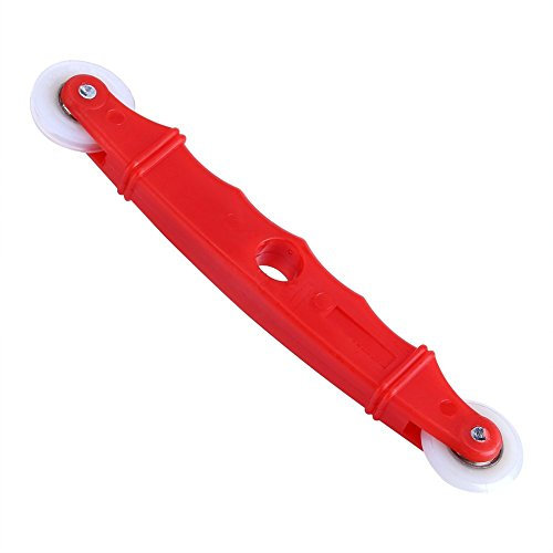 Strumento per inserire zanzariere negli infissi delle porte, con doppia rotella in nylon e manico in plastica