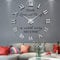 Mintime Rahmenlose 3D DIY Wanduhr XXL Stumm Spiegel Aufkleber Home Office Schule Dekoration (Silber-87)