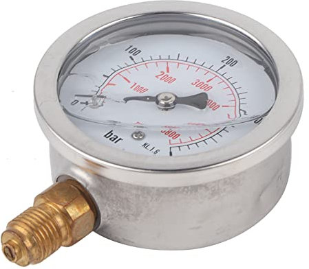 Manometro 0-400 bar, 0-5800 psi Mini Manometro Idraulico a Quadrante G1/4 Manometro Acqua a Doppia Scala Irrigazione Glicerina Manometro di Pressione per Aria, Acqua, Olio