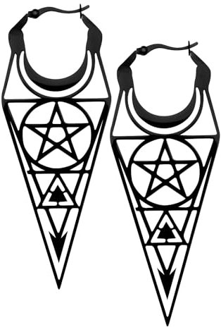 Wildcat Ohrringe - Mortalis Hoops - Creolen aus Edelstahl mit Pentagram - wasserfest, langlebig, hautverträglich - schwarz