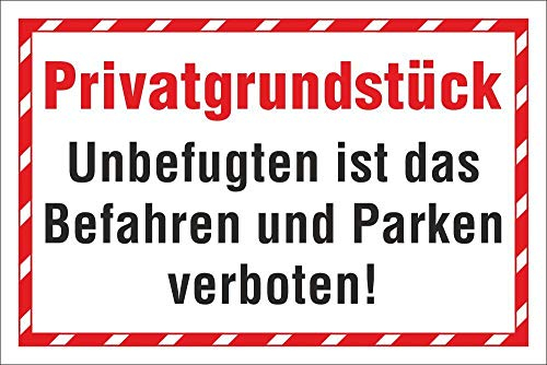 WERBEPUNKT. Schild Privatgrundstück Befahren Parken verboten Hinweisschild 3 mm Alu-Verbund 450 x 300 mm