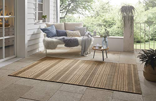NORTHRUGS Granado Indoor and Outdoor Rug 160 x 230 cm - Flat Weave Sisal Look Scandi Design Weatherproof for Balcony Patio Conservatory Kitchen Bath Mat Living Room Rug Waterproof in Beige Brown