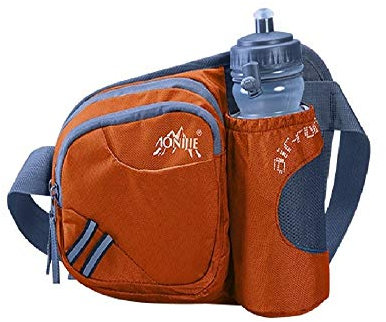 AONIJIE Hydration Fanny Pack Sac banane pour course à pied, porte-bouteille d'eau, jogging, marathon, course, fitness, gym, voyage avec bouteille d'eau de 600 ml - Orange - M