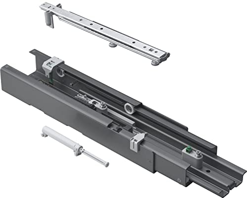 PEKA 100.0874.43 Vollauszug Compact Schubladenschiene mit softclose/softopen für Hochschrank Standard 120kg, Stahl anthrazit, Silber