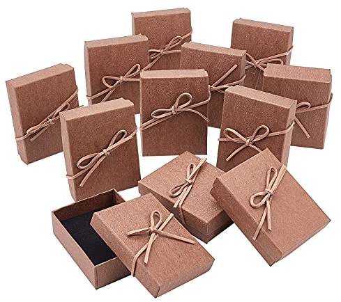 nbeads 12 Stück Karton Schmuckschatullen, Schmuck Geschenkbox Rechteckige Burlywood Box Für Schmuck Armband Halskette Handwerk Display Und Aufbewahrung, 9x7x2.8 cm