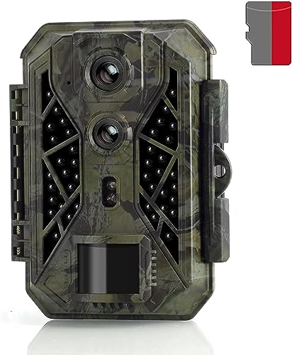 Hapimp Caméra de Chasse 4K 32MP Caméra de Chasse a Deux Caméras Distance de Déclenchement 25m Piege Photographique Vitesse de Déclenchement 0.1s Camera de Chasse Nocturne avec Carte 32G (Vert)
