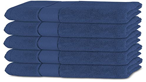 BANANALU 5er Set Gästetuch Qualität 450g/m2 100% Baumwolle 30x50cm Frottiertuch Gast Towel Dunkel Blau Twilight Blue 19-3938